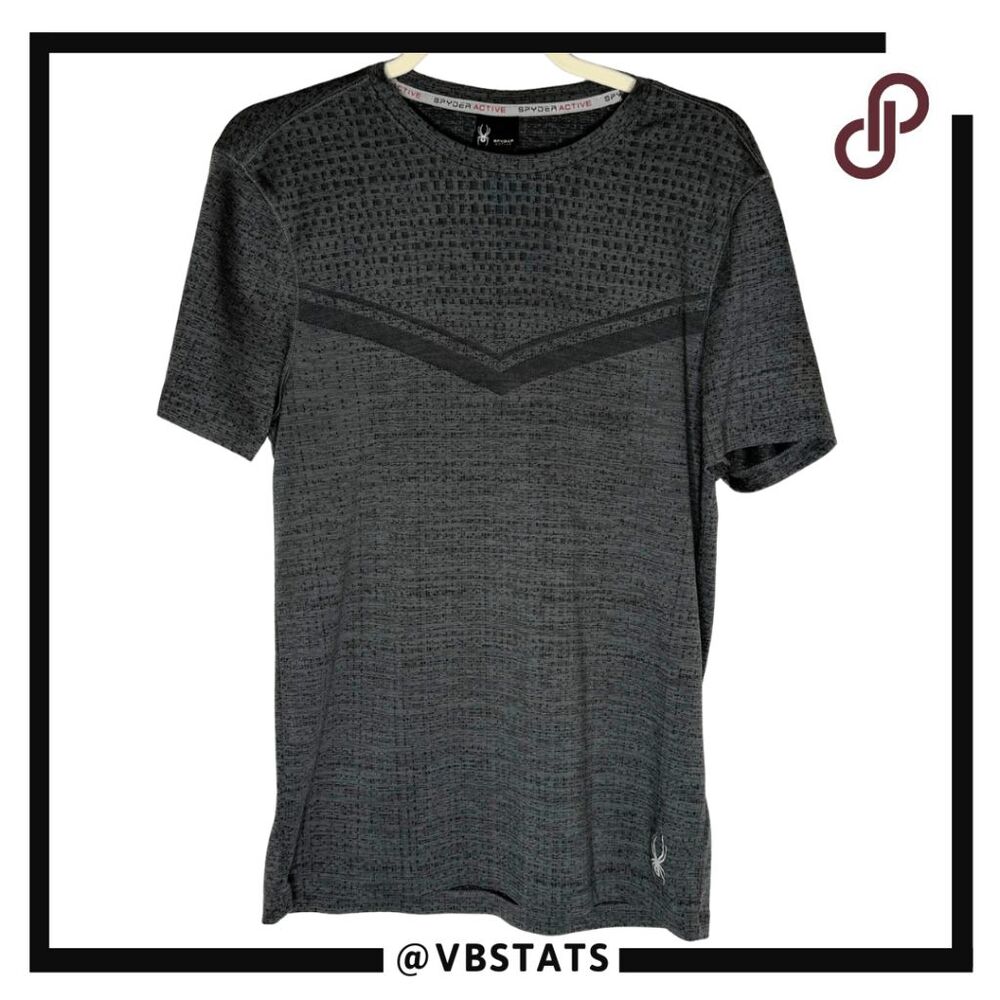 Spyder Active Men's Stretch Crew Neck Short Sleeve T-Shirt Charcoal Gray Small